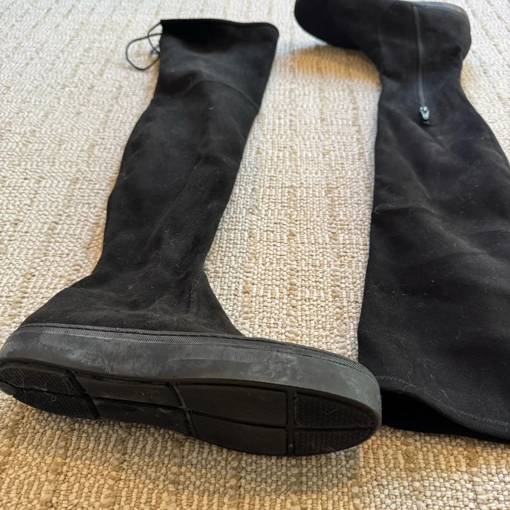Stuart Weitzman Black Suede Over The Knee Platform 'Playtime' Boots | size 6.5 - Picture 3 of 10